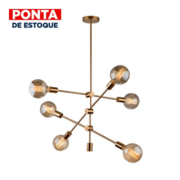 Encontraproduto.com.br - PONTA DE ESTOQUE | Pendente Circuit Dourado 6L Startec