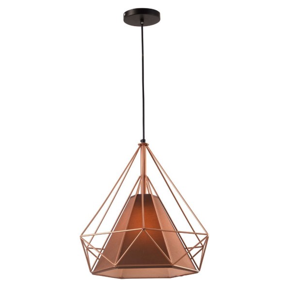 Encontraproduto.com.br - Pendente Startec Aramado Piramidal 25 Cm E27 Cobre + Café Bivolt