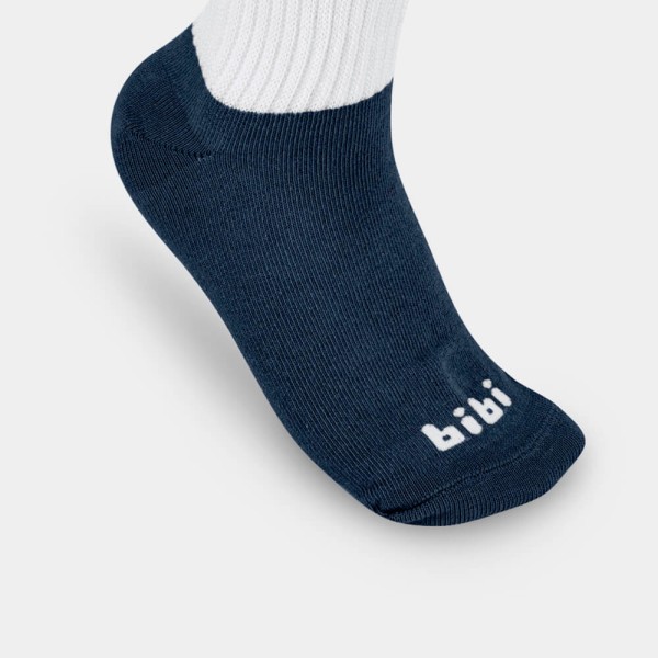 Encontraproduto.com.br - Meia Infantil Bibi Kids lll Branca com Azul Cano Longo