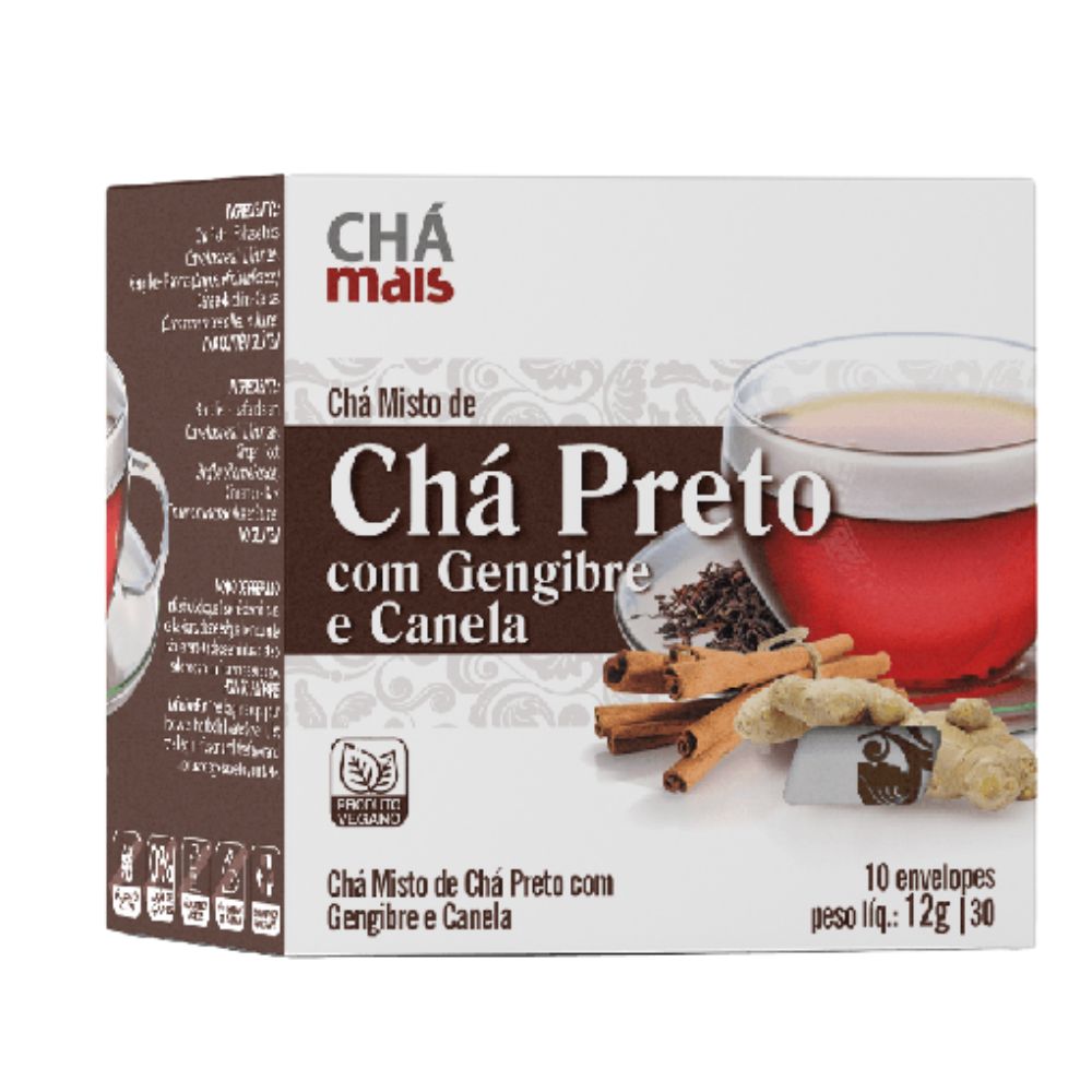Encontraproduto.com.br - Chá Preto com Gengibre e Canela 10 Sachês - Chá Mais