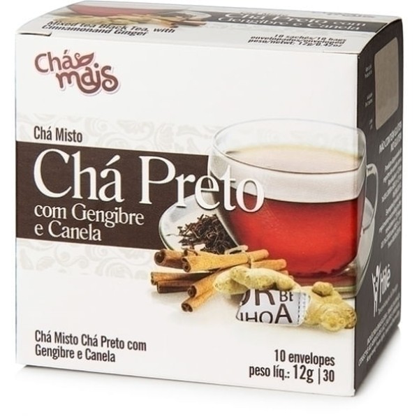 Encontraproduto.com.br - Chá Preto com Gengibre e Canela 10 Sachês - Chá Mais