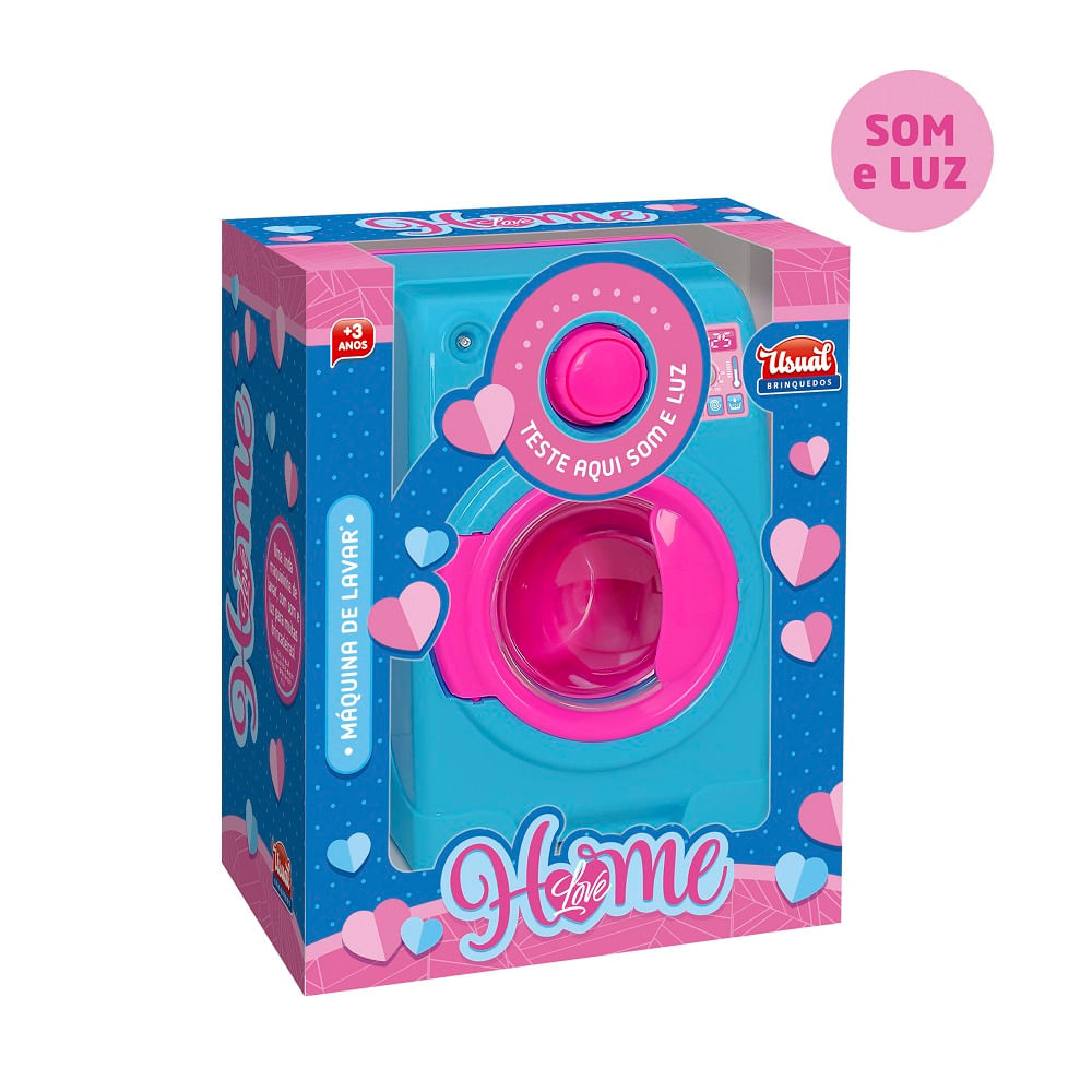 Máquina de Lavar Home Love Usual Brinquedos - Azul e Rosa