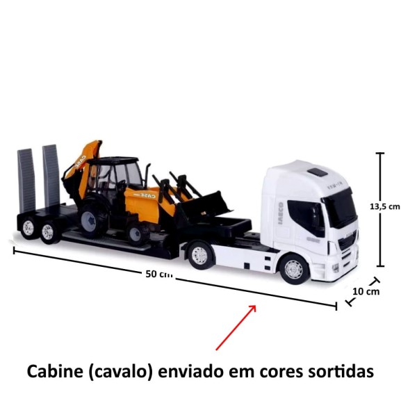 Encontraproduto.com.br - Carreta de Brinquedo Iveco com Trator Escavadeira Realistas Usual