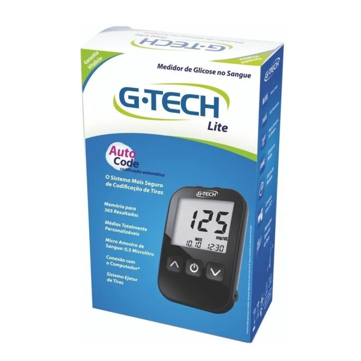 Encontraproduto.com.br - Monitor de Glicemia G-Tech com 1 Aparelho + 1 Lancetador + 10 Lancetas + 10 Tiras