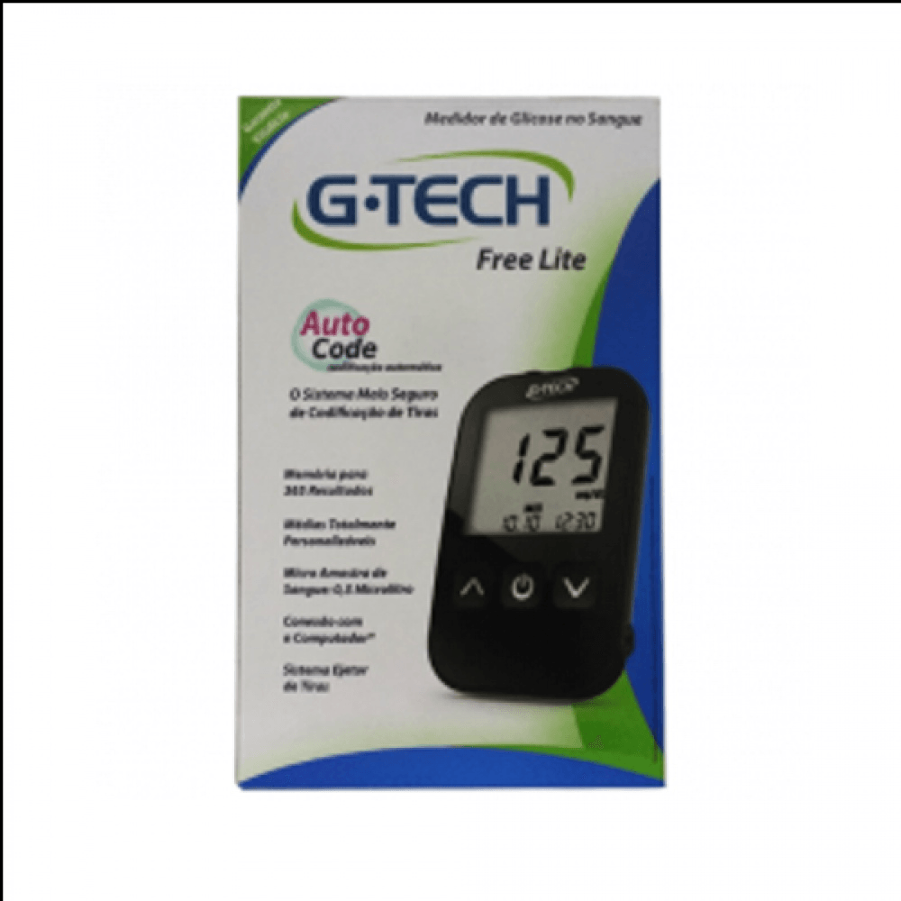 Encontraproduto.com.br - Monitor de Glicemia G-Tech com 1 Aparelho + 1 Lancetador + 10 Lancetas + 10 Tiras