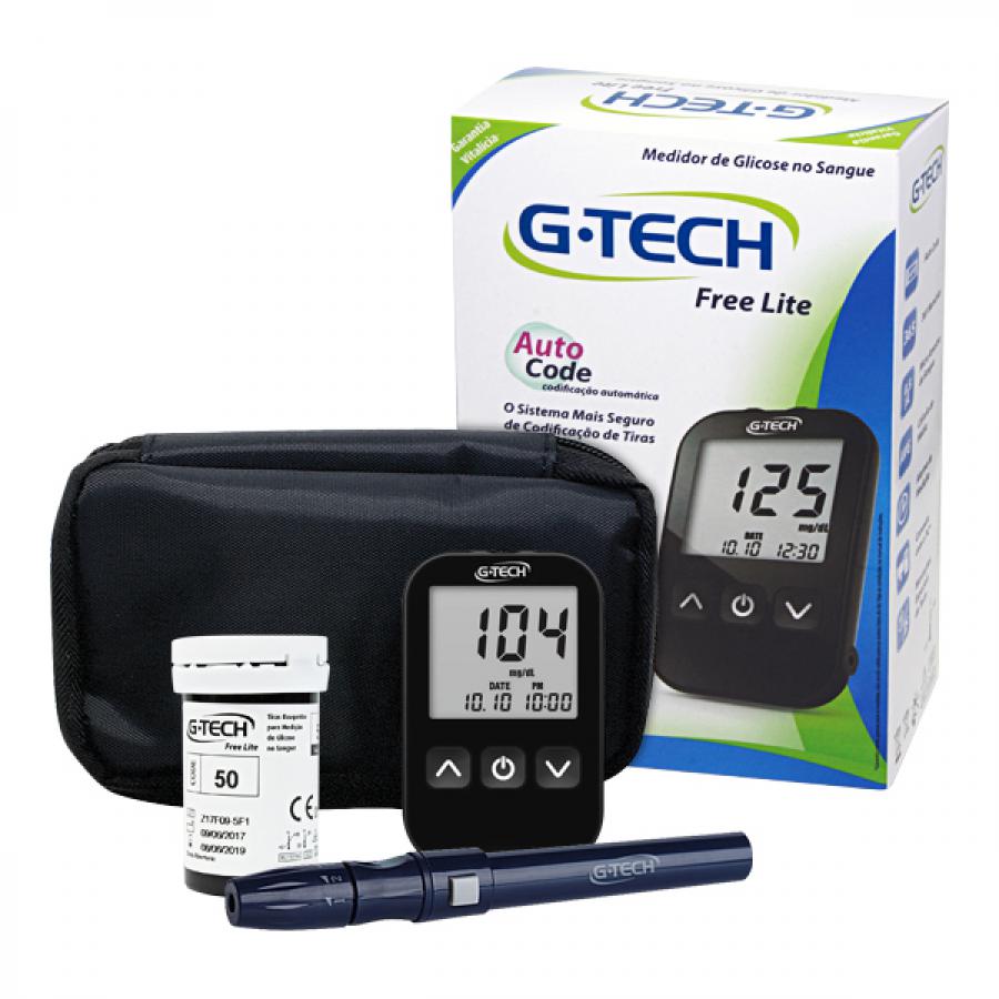 Encontraproduto.com.br - Monitor de Glicemia G-Tech com 1 Aparelho + 1 Lancetador + 10 Lancetas + 10 Tiras