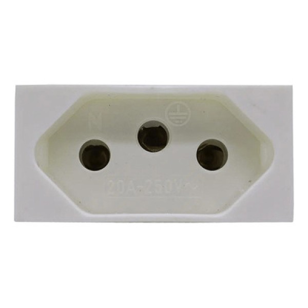 Encontraproduto.com.br - Módulo Tomada 2P+T 20A 250V Pb Para 1 Módulo Branco Transmóbil