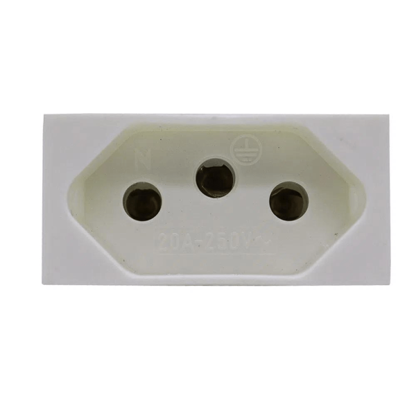Encontraproduto.com.br - Módulo Tomada 2P+T 20A 250V Pb Para 1 Módulo Branco Transmóbil