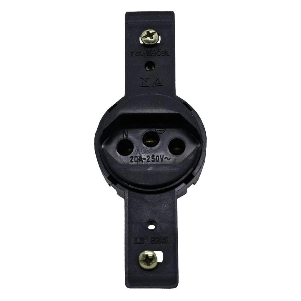 Módulo Tomada 2P+T 20A 250V Pb Face Preto Preto Transmóbil