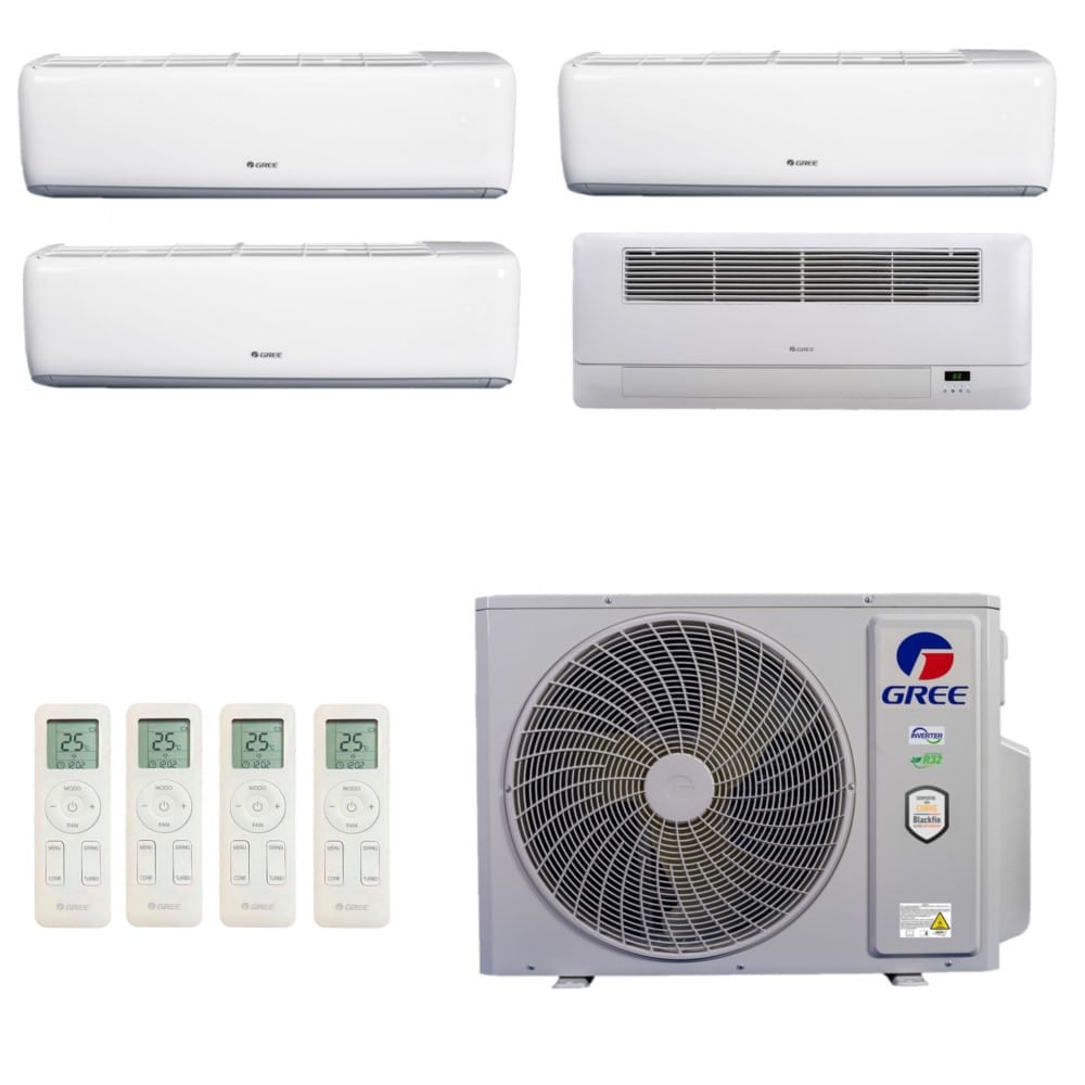 Encontraproduto.com.br - Ar-Condicionado Multi Split Inverter R-32 Gree 36.000 (3x Evap HW 9.000 + 1x Evap Cassete 1 Via 12.000) Quente/Frio 220V