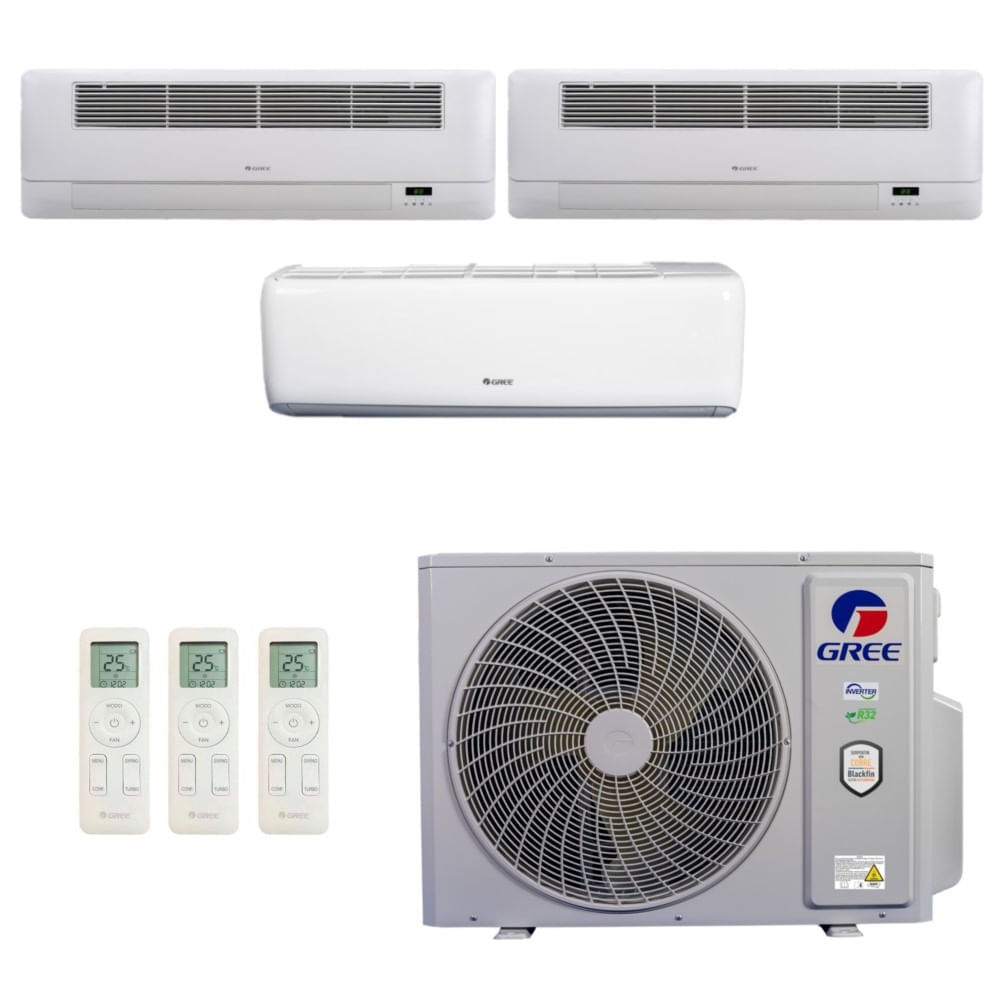 Encontraproduto.com.br - Ar-Condicionado Multi Split Inverter R-32 Gree 36.000 (3x Evap HW 9.000 + 1x Evap Cassete 1 Via 12.000) Quente/Frio 220V