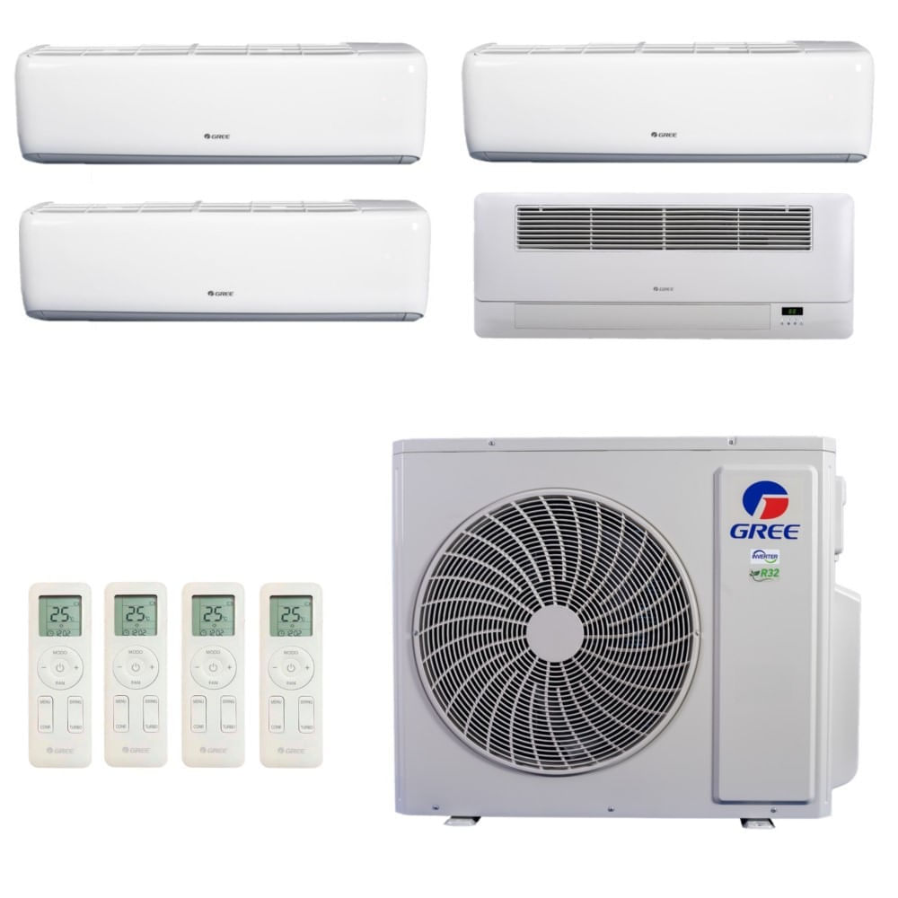 Encontraproduto.com.br - Ar-Condicionado Multi Split Inverter R-32 Gree 48.000 (3x Evap HW 9.000 + 2x Evap Cassete 1 Via 22.000) Quente/Frio 220V