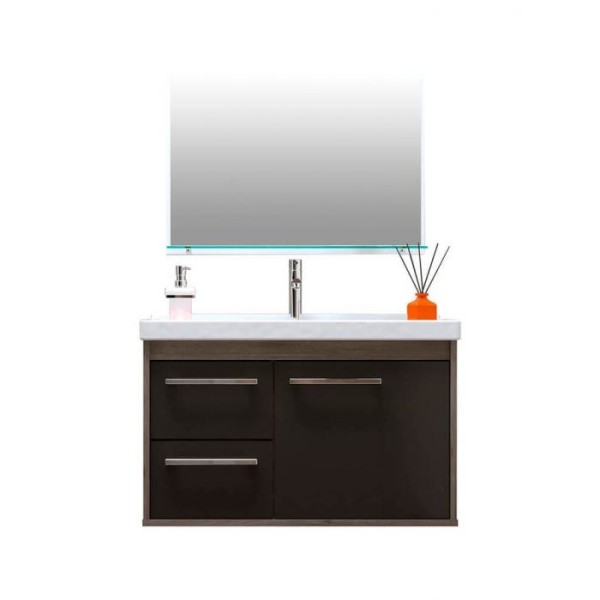 Conjunto De Banheiro Com Cuba E Espelheira Prócion 63Cm Munique Preto Cerocha