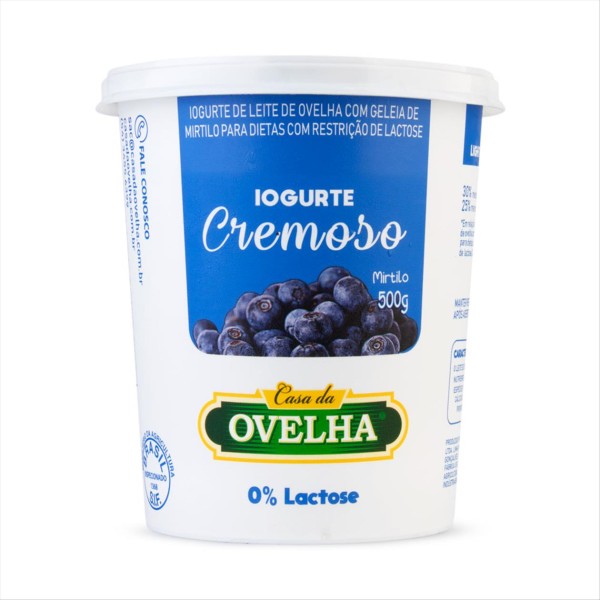 Encontraproduto.com.br - Iogurte Zero Lactose CASA DA OVELHA Com Geleia de Mirtilio Pote 500g
