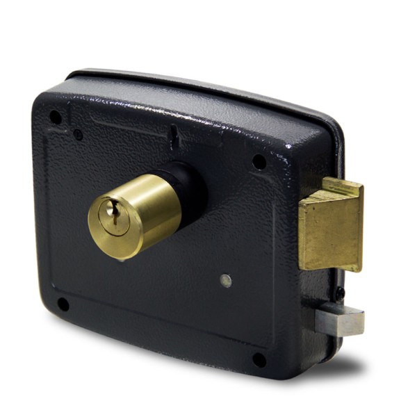 Encontraproduto.com.br - Fechadura Elétrica Dupla com Botão Abertura para Dentro C90 12V Cinza