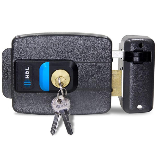 Encontraproduto.com.br - Fechadura Elétrica Dupla com Botão Abertura para Dentro C90 12V Cinza