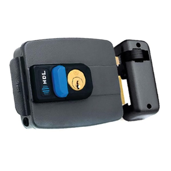 Encontraproduto.com.br - Fechadura Elétrica Dupla com Botão Abertura para Dentro C90 12V Cinza