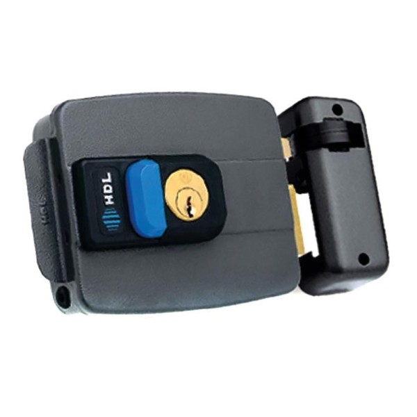 Encontraproduto.com.br - Fechadura Elétrica Dupla com Botão Abertura para Dentro C90 12V Cinza