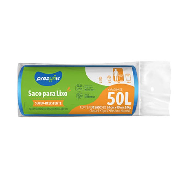 Encontraproduto.com.br - Saco P/ Lixo Prezunic Rolo 50l c/ 30 Unid