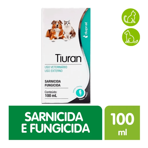 Encontraproduto.com.br - Tiuran Solução 100ml Duprat Sarnas e fungos Cães e Gatos