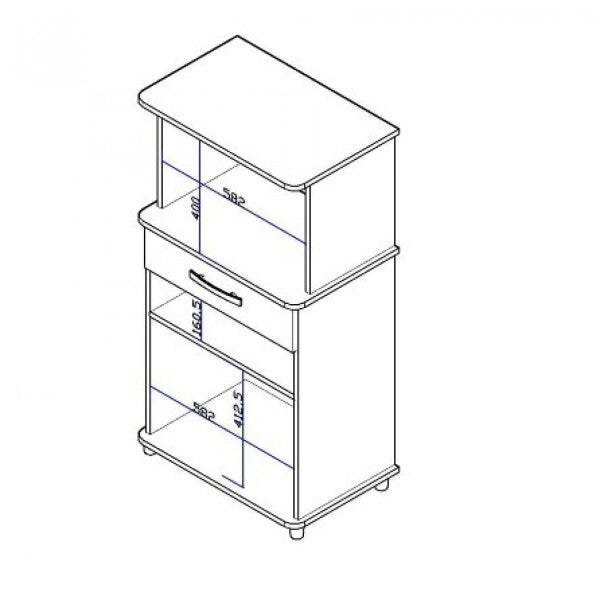 Encontraproduto.com.br - Balcão Multiuso para Forno 2 Portas 2 Nichos e 1 Gaveta - Branco