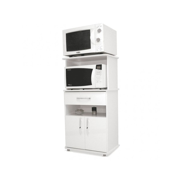 Encontraproduto.com.br - Balcão Multiuso para Forno 2 Portas 2 Nichos e 1 Gaveta - Branco