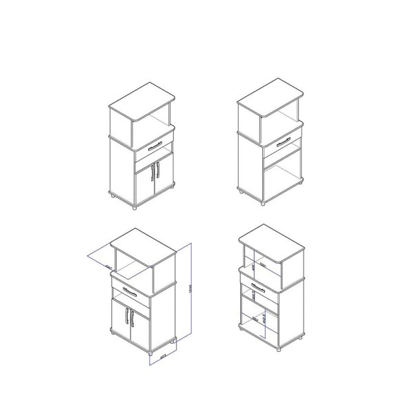 Encontraproduto.com.br - Balcão Multiuso para Forno 2 Portas 2 Nichos e 1 Gaveta - Branco
