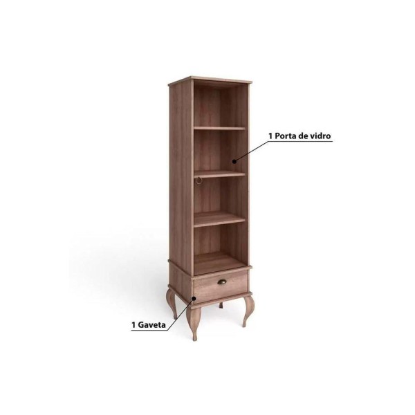 Encontraproduto.com.br - Cristaleira Clássica 1 Porta de Vidro 1 Gaveta - Branco