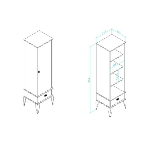Encontraproduto.com.br - Cristaleira Clássica 1 Porta de Vidro 1 Gaveta - Branco