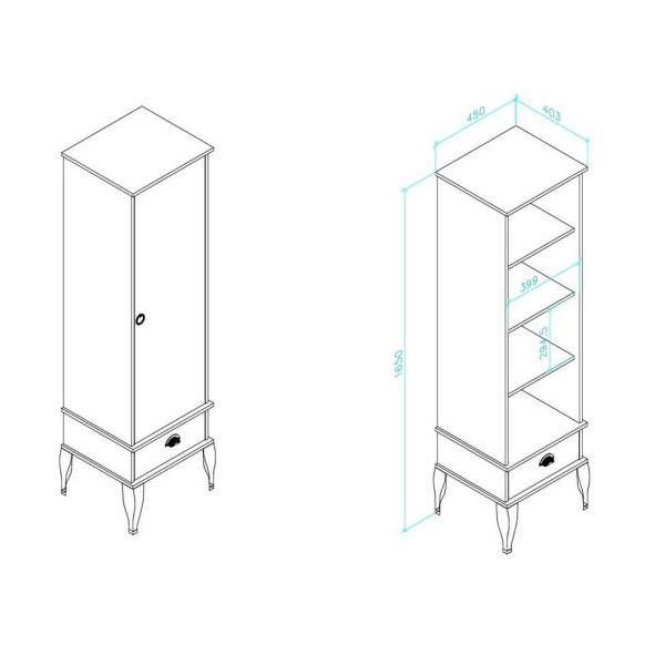Encontraproduto.com.br - Cristaleira Clássica 1 Porta de Vidro 1 Gaveta - Branco