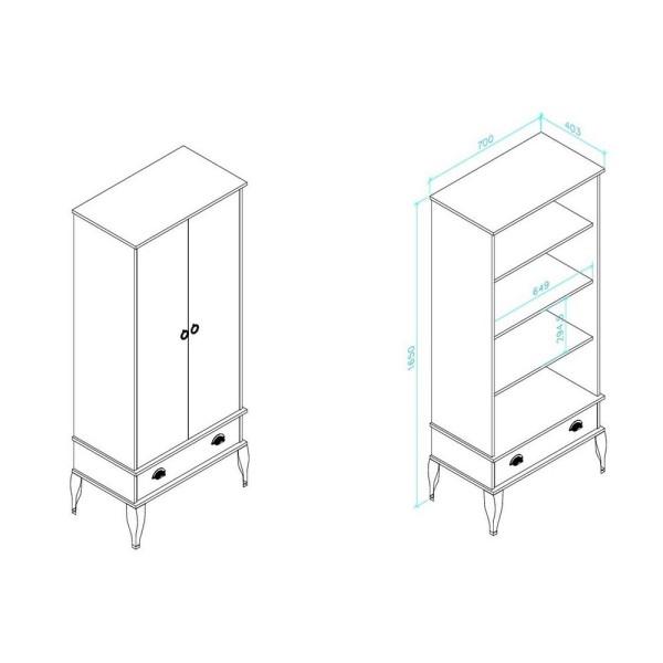 Encontraproduto.com.br - Cristaleira Clássica 2 Portas de Vidro 1 Gaveta - Branco