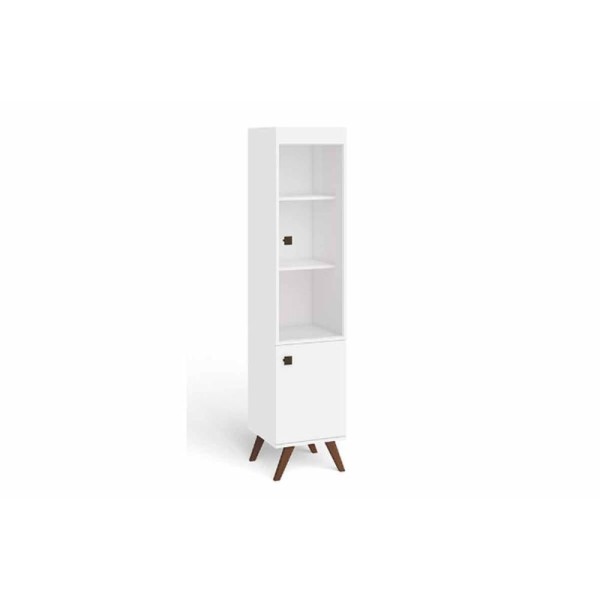 Encontraproduto.com.br - Cristaleira Retrô 1 Porta de Vidro Incolor e 2 Prateleiras - Branco