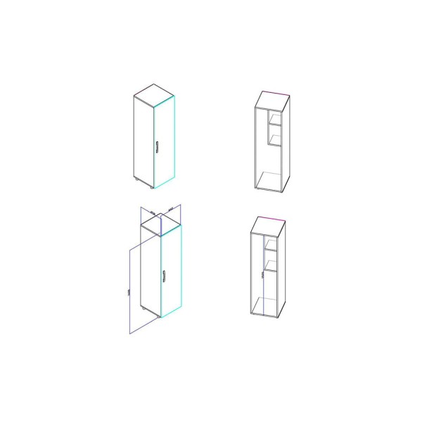 Encontraproduto.com.br - Armário Multiuso 1 Porta 2 Nichos e Suporte para Vassoura - Branco