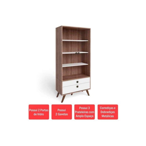 Encontraproduto.com.br - Cristaleira 2 Portas 2 Gavetas 70cm Movelbento Rústico