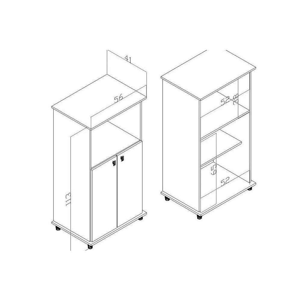Balcão Multiuso para Forno ou Micro-ondas 2 Portas - Branco
