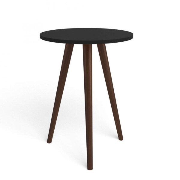 Encontraproduto.com.br - Mesa lateral Redonda Bento com Pés em Madeira Maciça - Preto