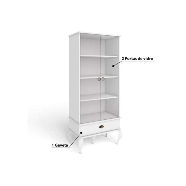 Encontraproduto.com.br - Cristaleira 2 Portas 1 Gaveta Clássica Movelbento