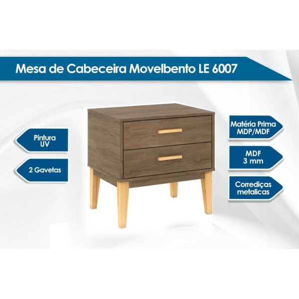 Encontraproduto.com.br - Mesa de Cabeceira Legno com 2 Gavetas - Oliva
