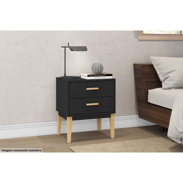 Encontraproduto.com.br - Mesa de Cabeceira Legno com 2 Gavetas - Oliva