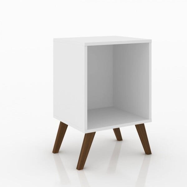 Encontraproduto.com.br - Mesa de Canto com Nicho e Pés Retrô - Branco