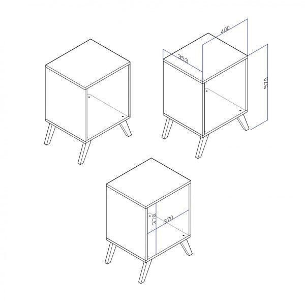 Encontraproduto.com.br - Mesa de Canto com Nicho e Pés Retrô - Branco