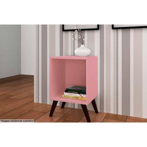 Encontraproduto.com.br - Mesa de Canto com Nicho e Pés Retrô - Branco