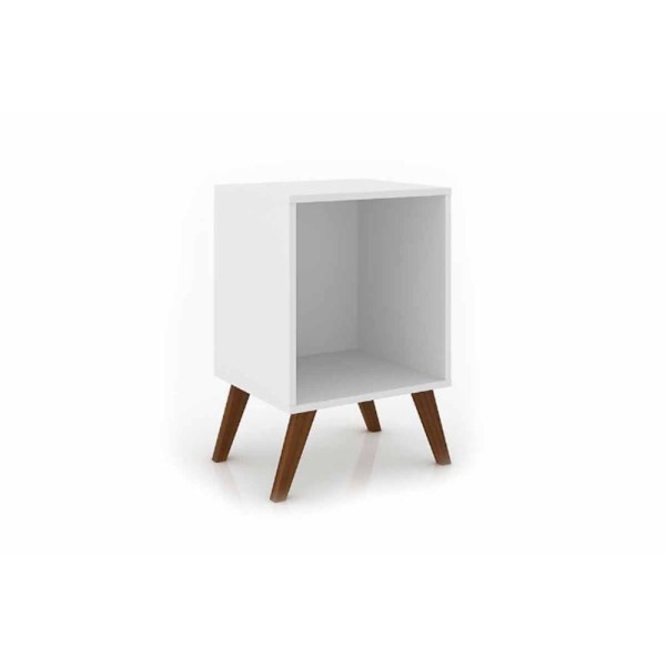 Encontraproduto.com.br - Mesa de Canto com Nicho e Pés Retrô - Branco