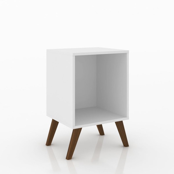 Encontraproduto.com.br - Mesa de Canto com Nicho e Pés Retrô - Branco