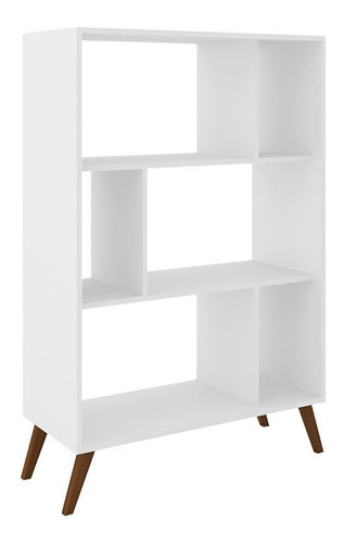 Estante 6 Nichos com Pés Retrô - Branco