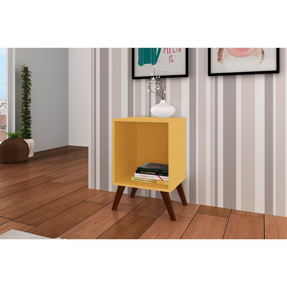 Encontraproduto.com.br - Mesa Lateral Retrô Movelbento Mdp Disa Móveis Amarelo