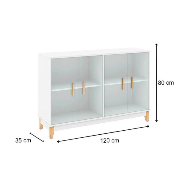 Encontraproduto.com.br - Cristaleira Horizontal 4 Portas em Vidro Legno Movelbento Freijó