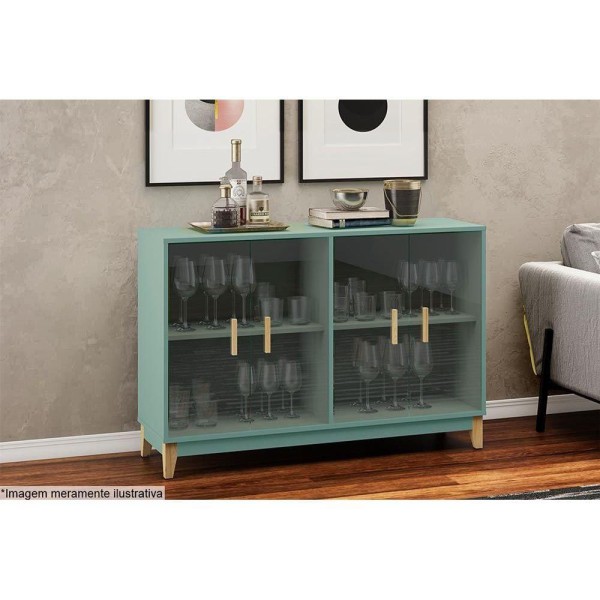 Encontraproduto.com.br - Cristaleira Horizontal 4 Portas em Vidro Legno Movelbento Freijó