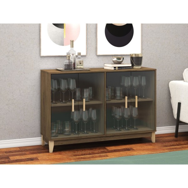 Encontraproduto.com.br - Cristaleira Horizontal 4 Portas em Vidro Legno Movelbento Freijó