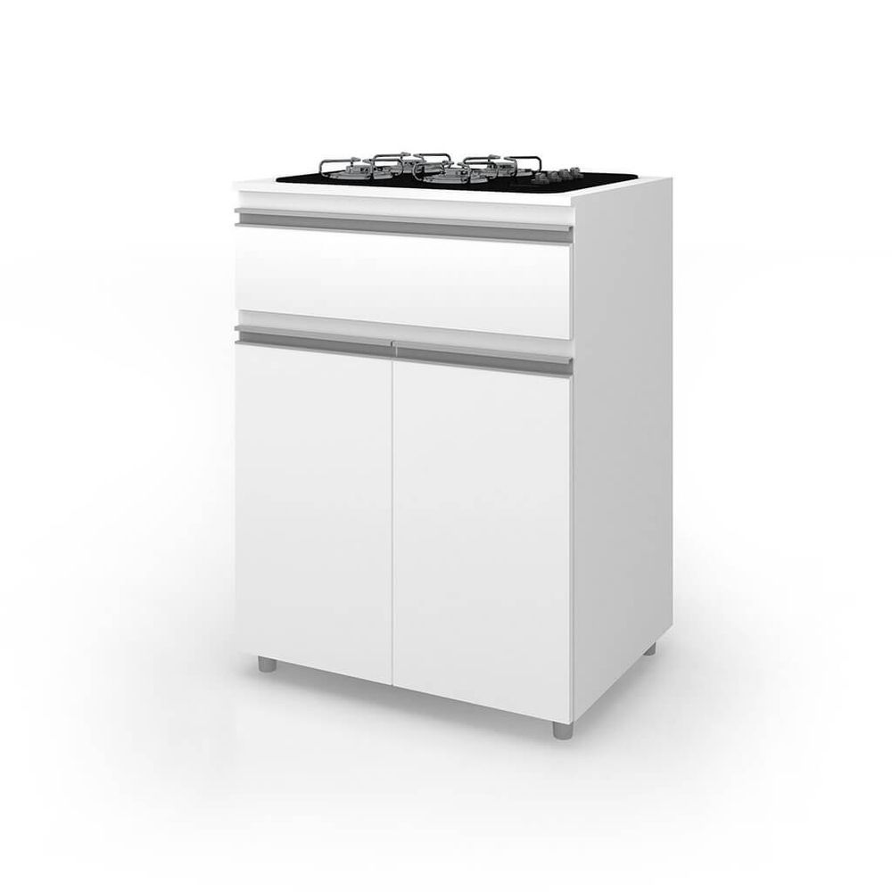 Encontraproduto.com.br - Balcão Multiuso para Cooktop 2 Portas 1 Gaveta - Branco